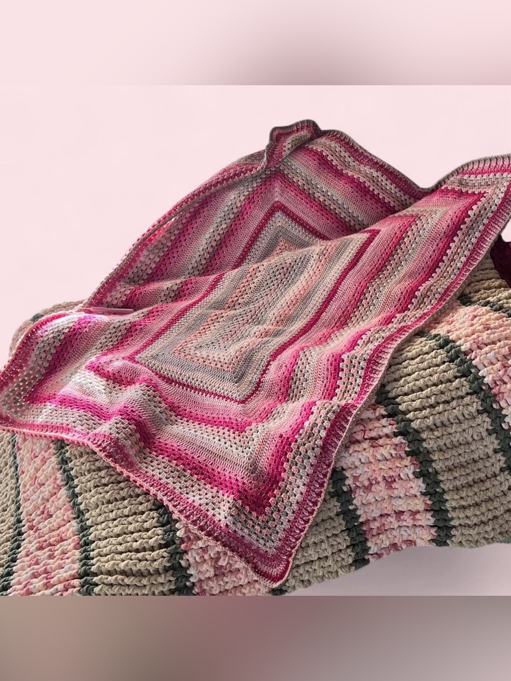 ‘pink + white dreams’ Handmade Crochet Blanket